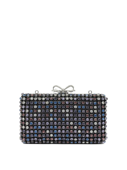 Self-Portrait Multi-crystal knit clutch bag - Black