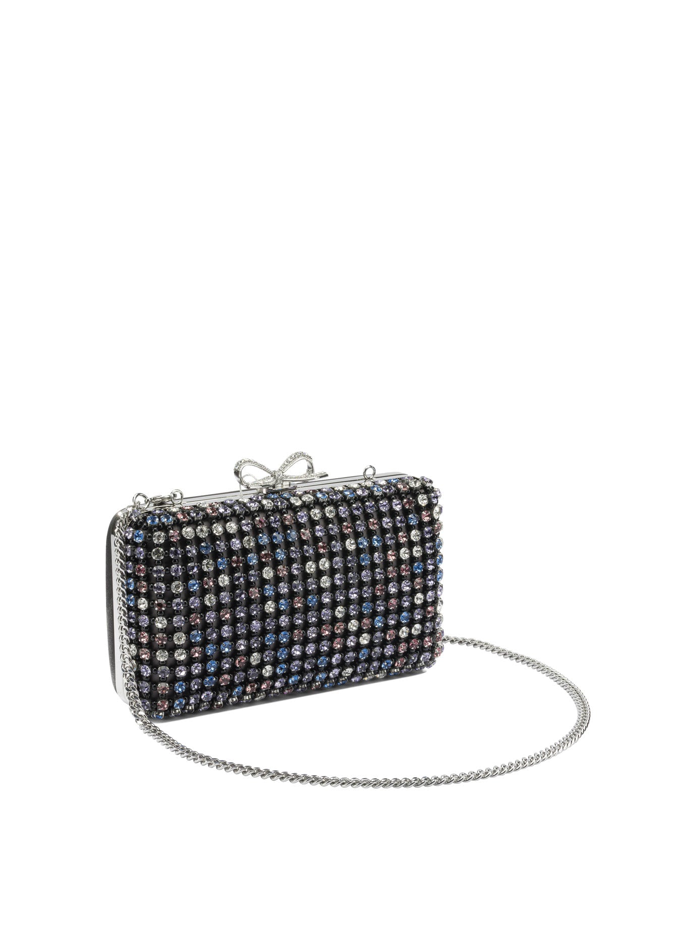 Self-Portrait Multi-crystal knit clutch bag - Black