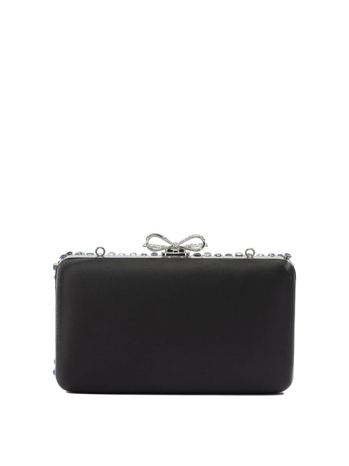 Self-Portrait Multi-crystal knit clutch bag - Black