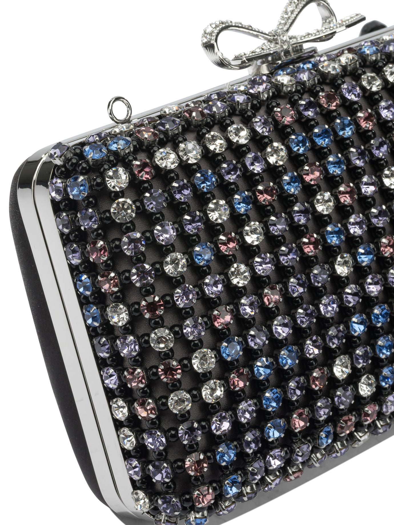 Self-Portrait Multi-crystal knit clutch bag - Black