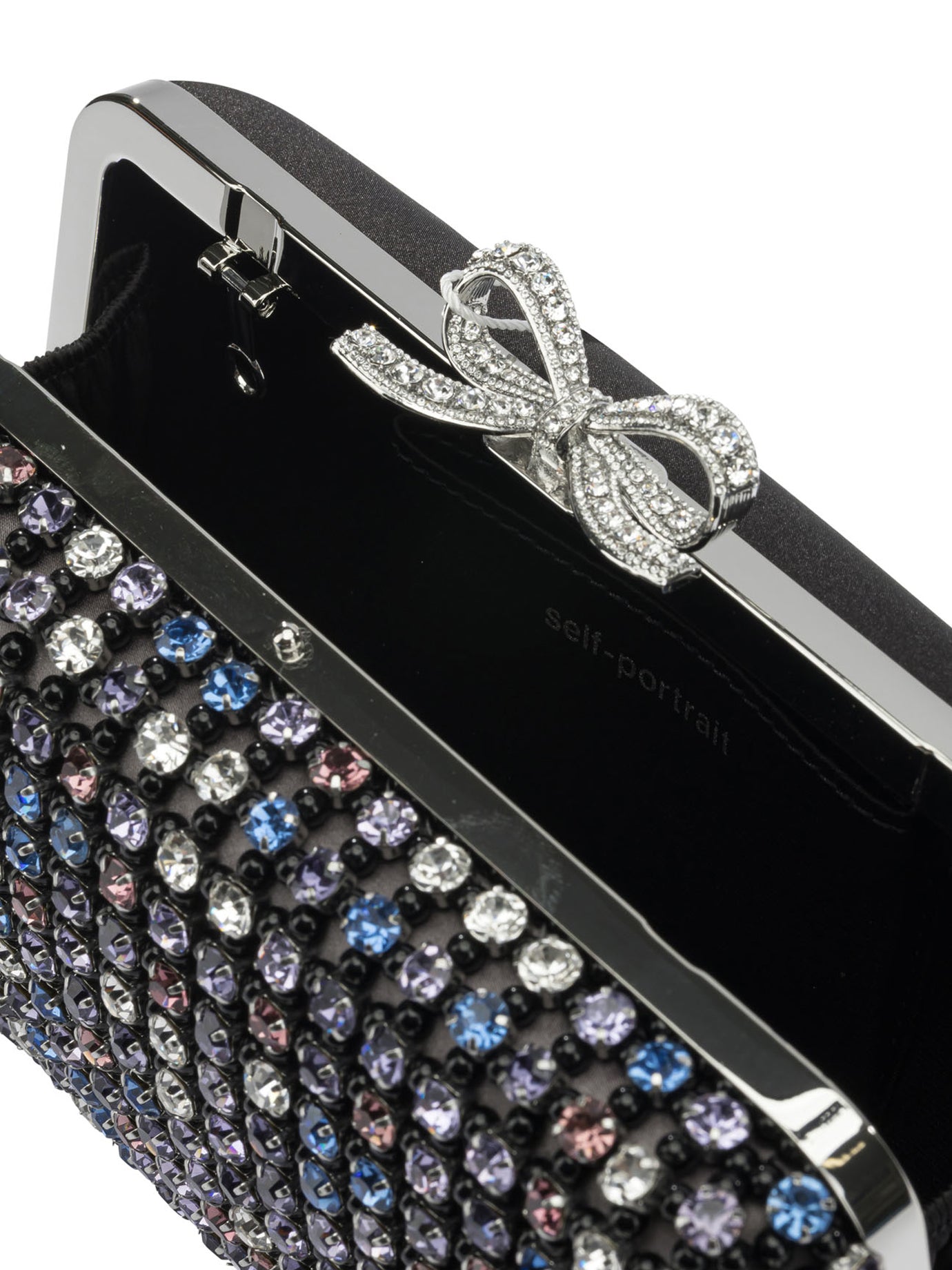 Self-Portrait Multi-crystal knit clutch bag - Black