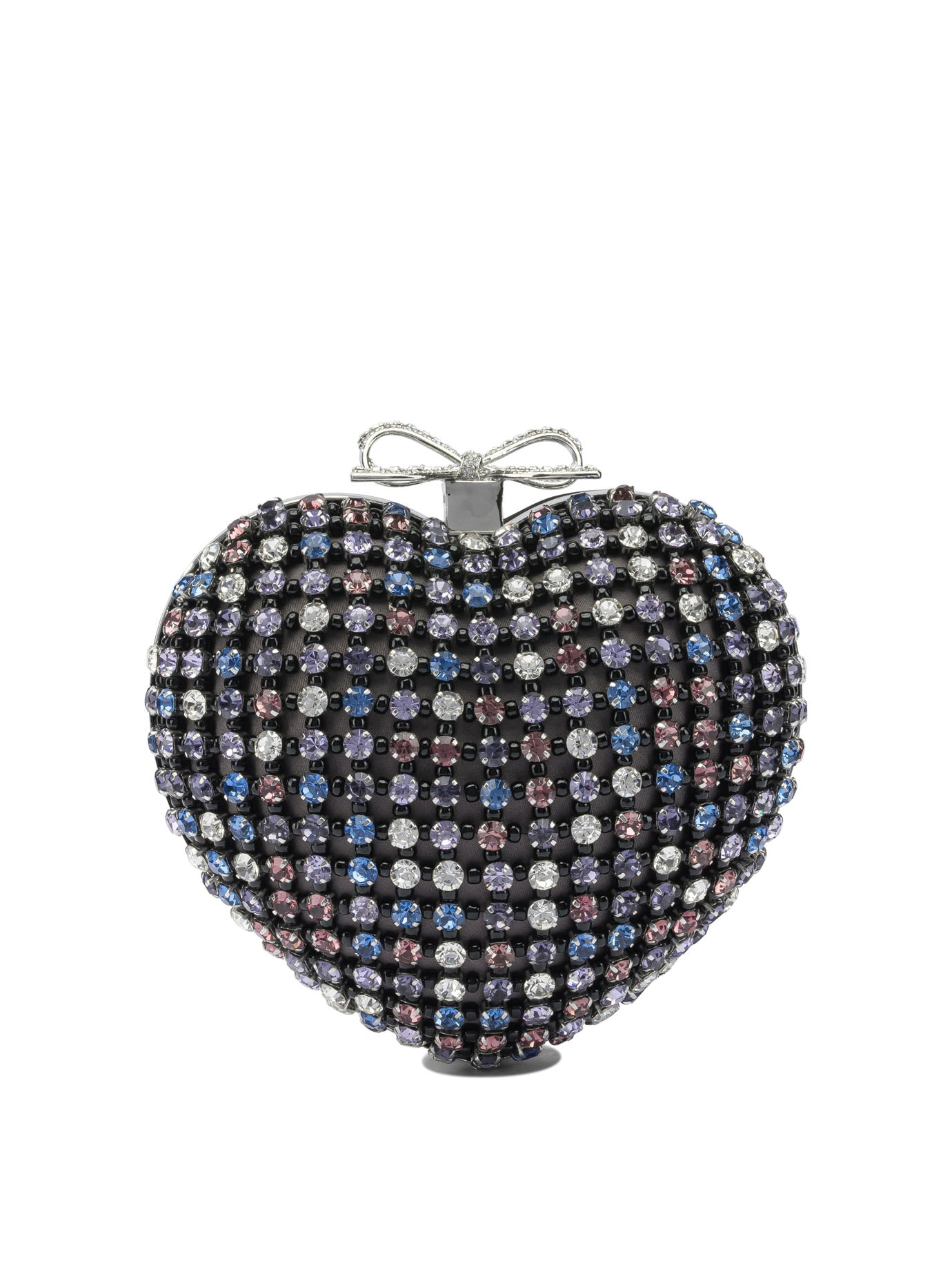 Self-Portrait Heart clutch with crystals - Black