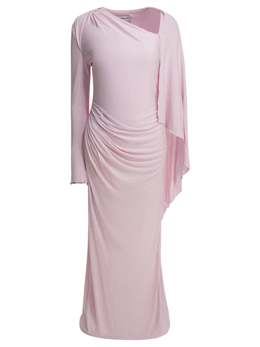 Self-Portrait Long draped jersey dress - Pink