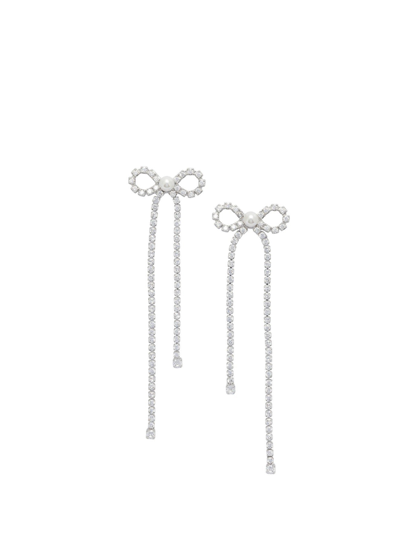 Self-Portrait Bow earrings with crystals - Silver