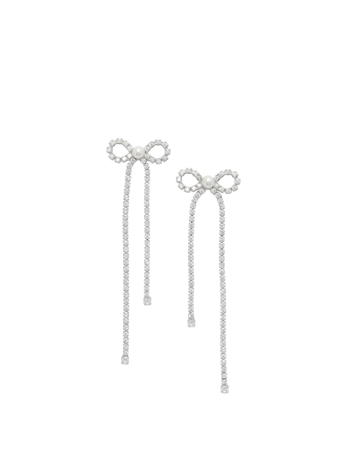 Self-Portrait Bow earrings with crystals - Silver