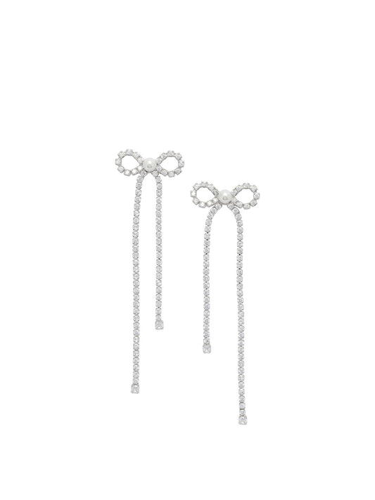 Self-Portrait Bow earrings with crystals - Silver