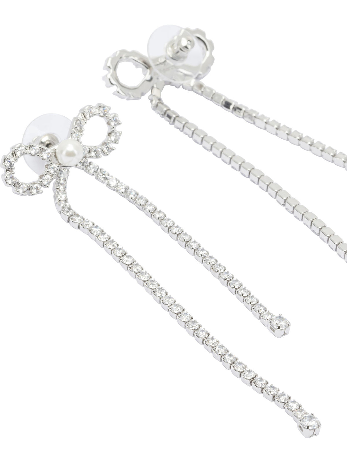 Self-Portrait Bow earrings with crystals - Silver