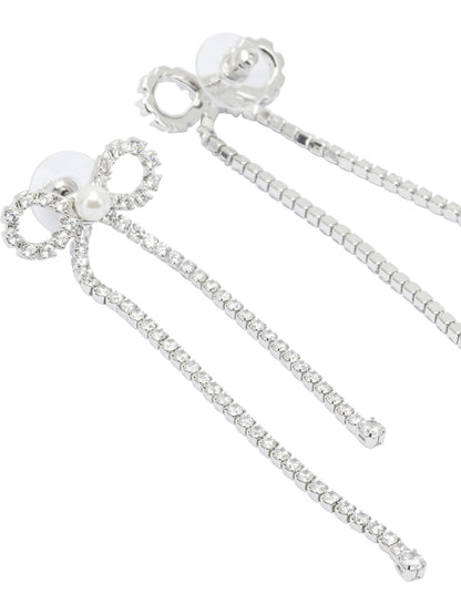 Self-Portrait Bow earrings with crystals - Silver