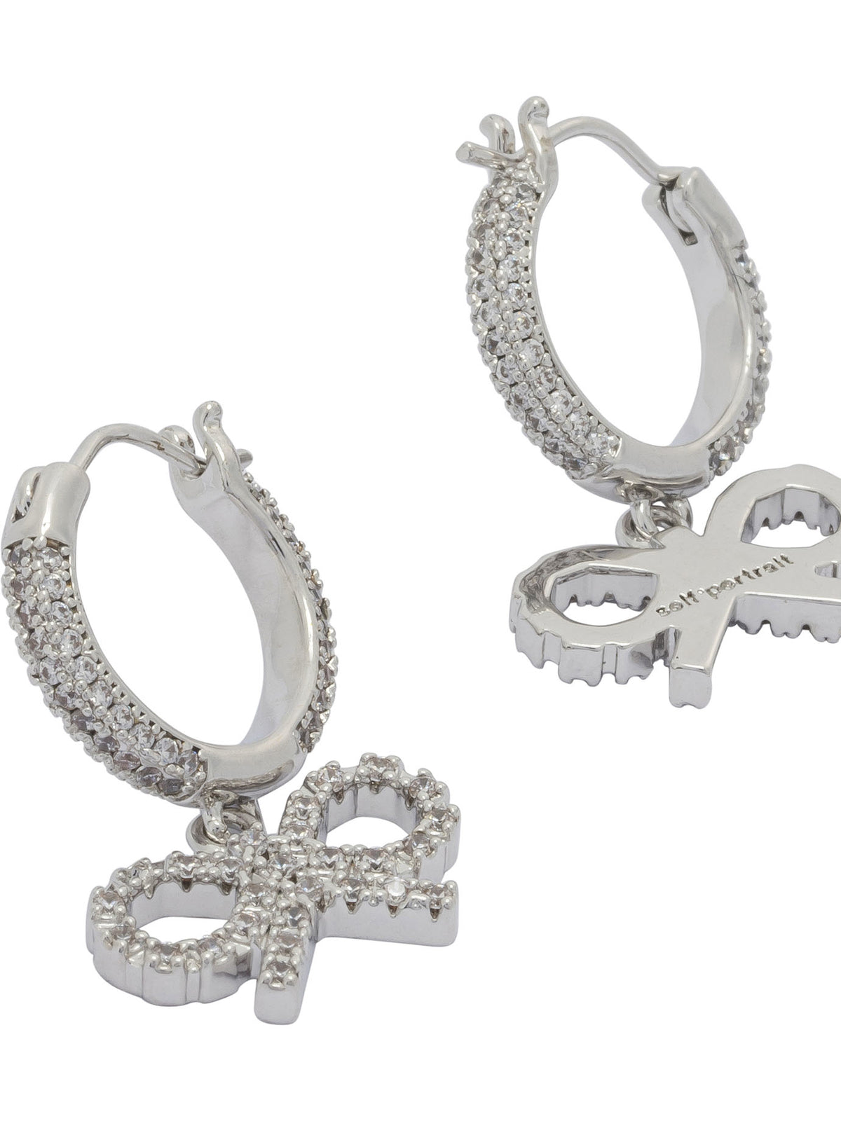 Self-Portrait Hoop earrings with bow - Silver