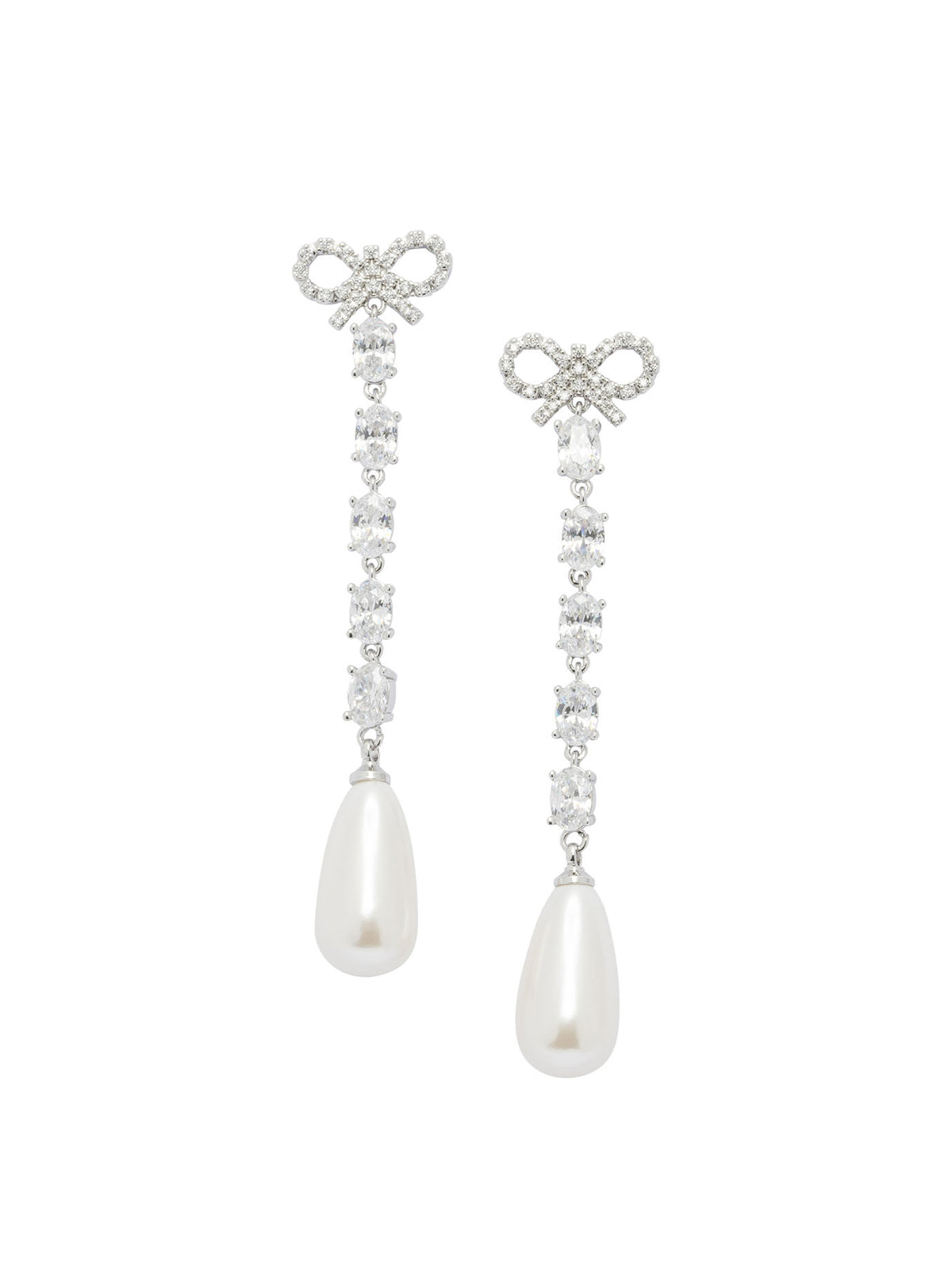 Self-Portrait Bow and pearl earrings - Silver