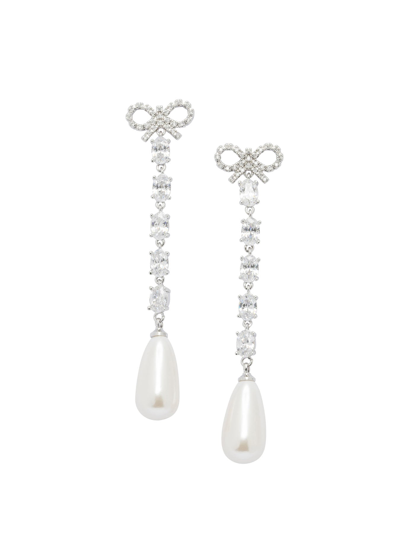 Self-Portrait Bow and pearl earrings - Silver