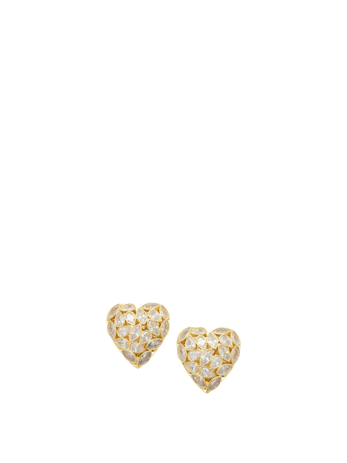 Self-Portrait Decorated heart earrings - Gold