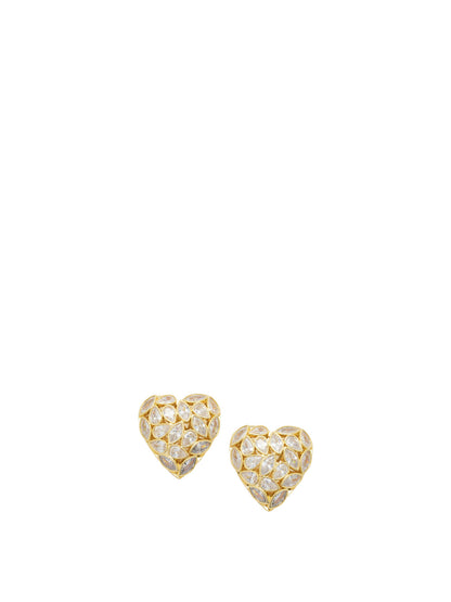 Self-Portrait Decorated heart earrings - Gold