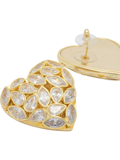 Self-Portrait Decorated heart earrings - Gold
