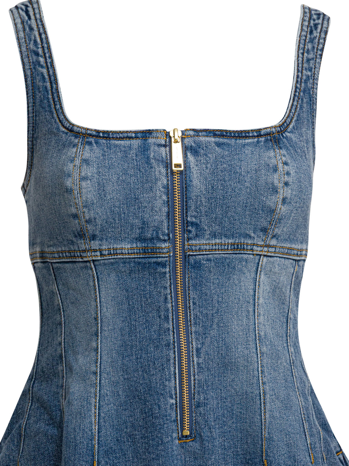 Self-Portrait Denim flared dress - Blue