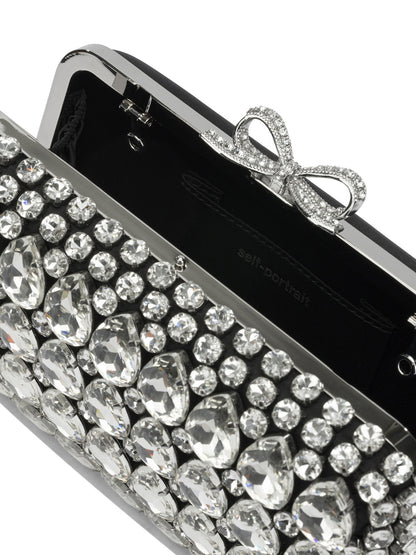Self-Portrait Clutch with crystals - Black
