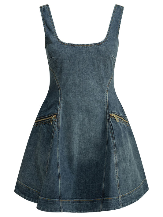 Self-Portrait Short flared dress - Blue