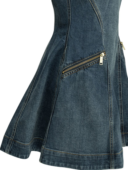 Self-Portrait Short flared dress - Blue