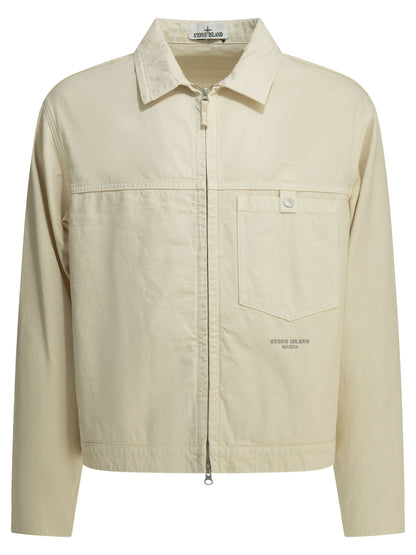 Stone Island Overshirt jacket with logo - White