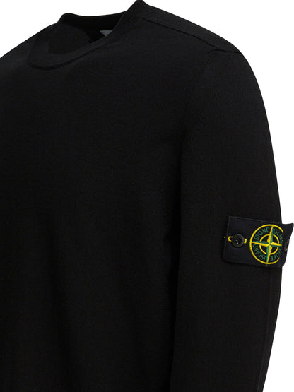 Stone Island Crew-neck sweater with logo - Black