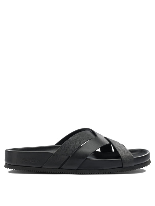 Tom Ford Braided leather slides - Black