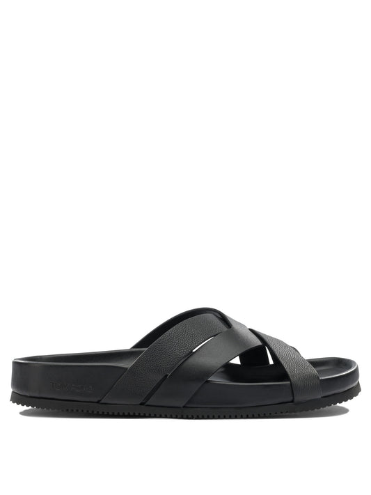 Tom Ford Braided leather slides - Black