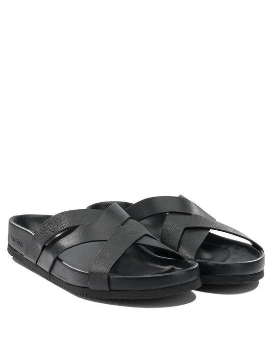 Tom Ford Braided leather slides - Black
