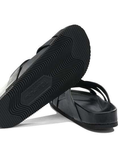 Tom Ford Braided leather slides - Black