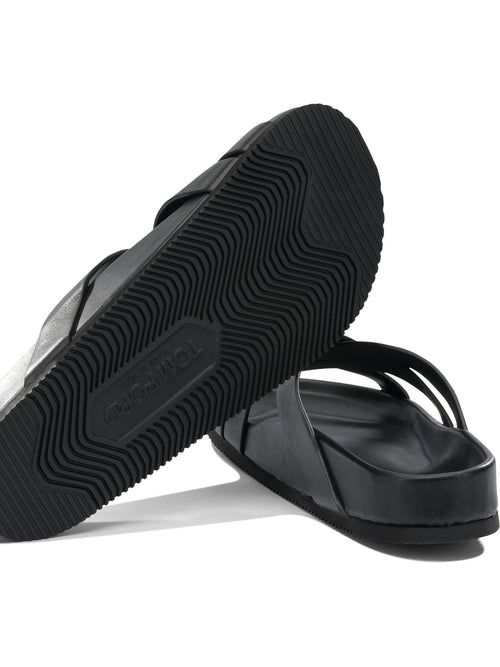 Tom Ford Braided leather slides - Black