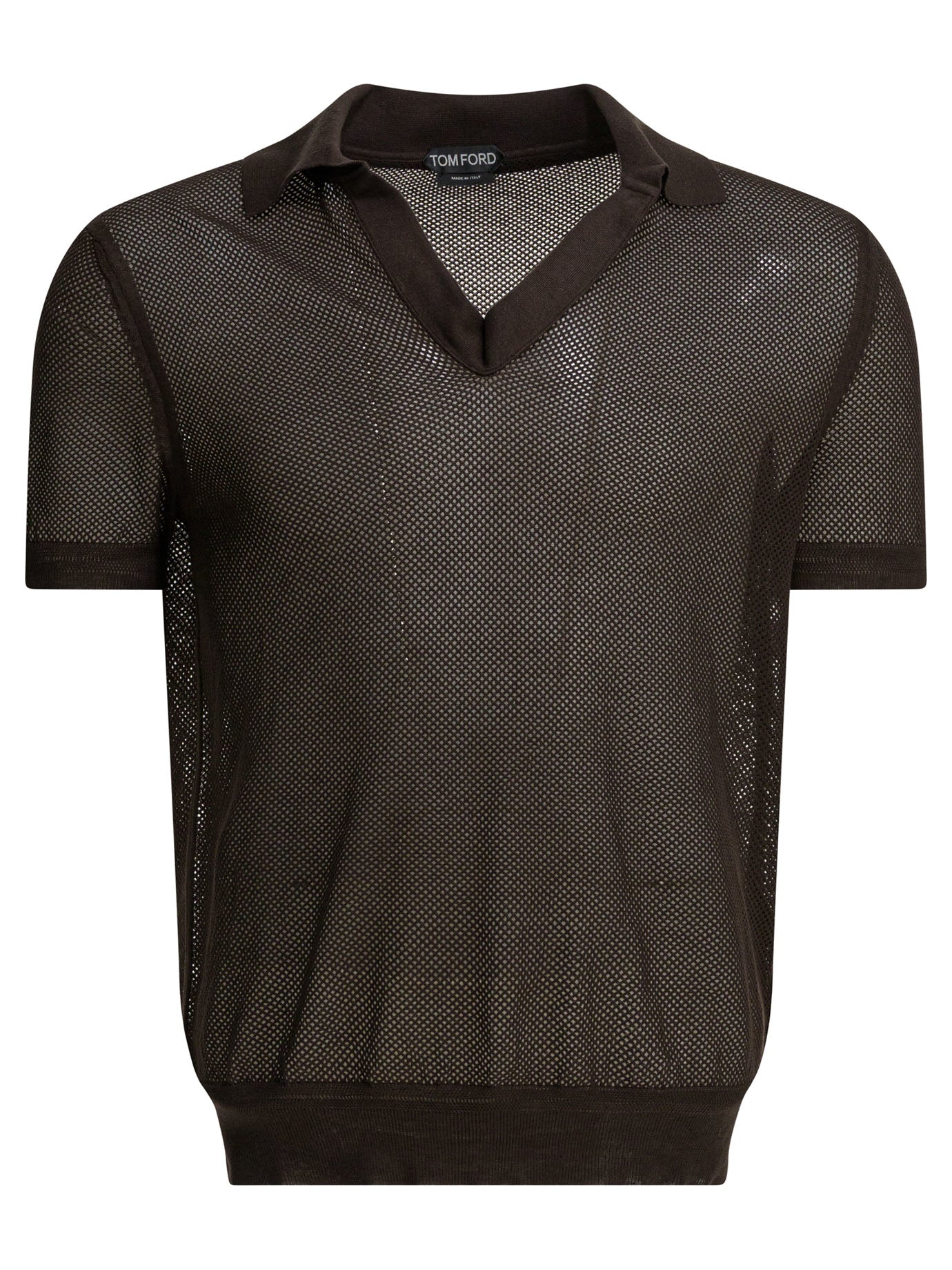 Tom Ford Silk blend buttonless polo shirt - Brown