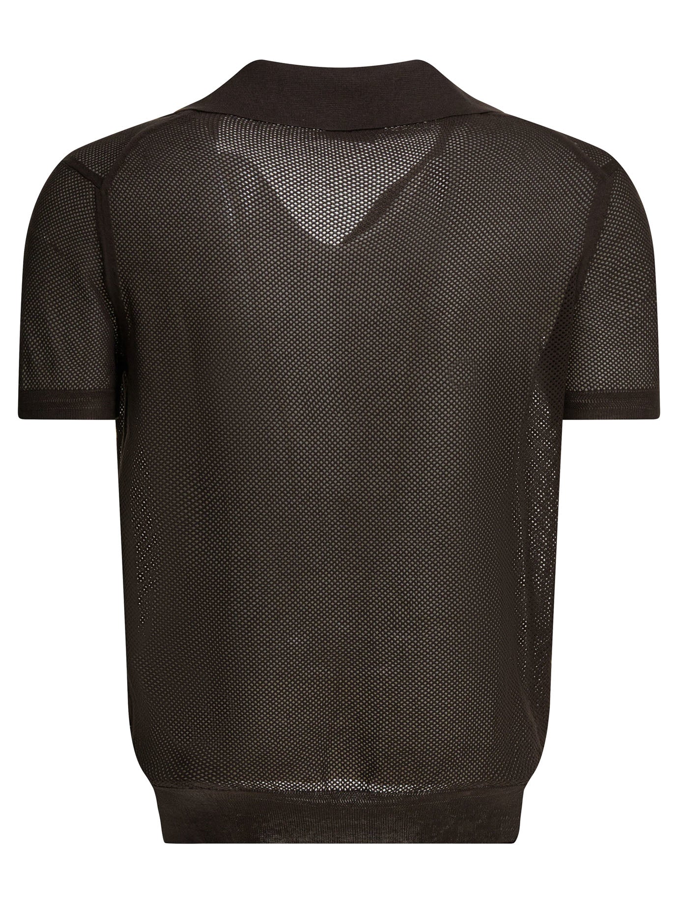Tom Ford Silk blend buttonless polo shirt - Brown