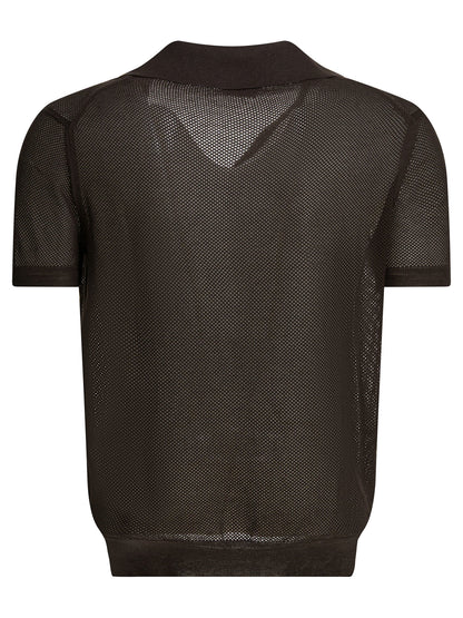 Tom Ford Silk blend buttonless polo shirt - Brown