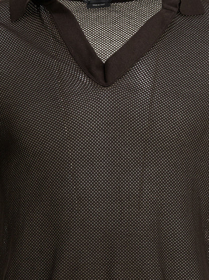 Tom Ford Silk blend buttonless polo shirt - Brown