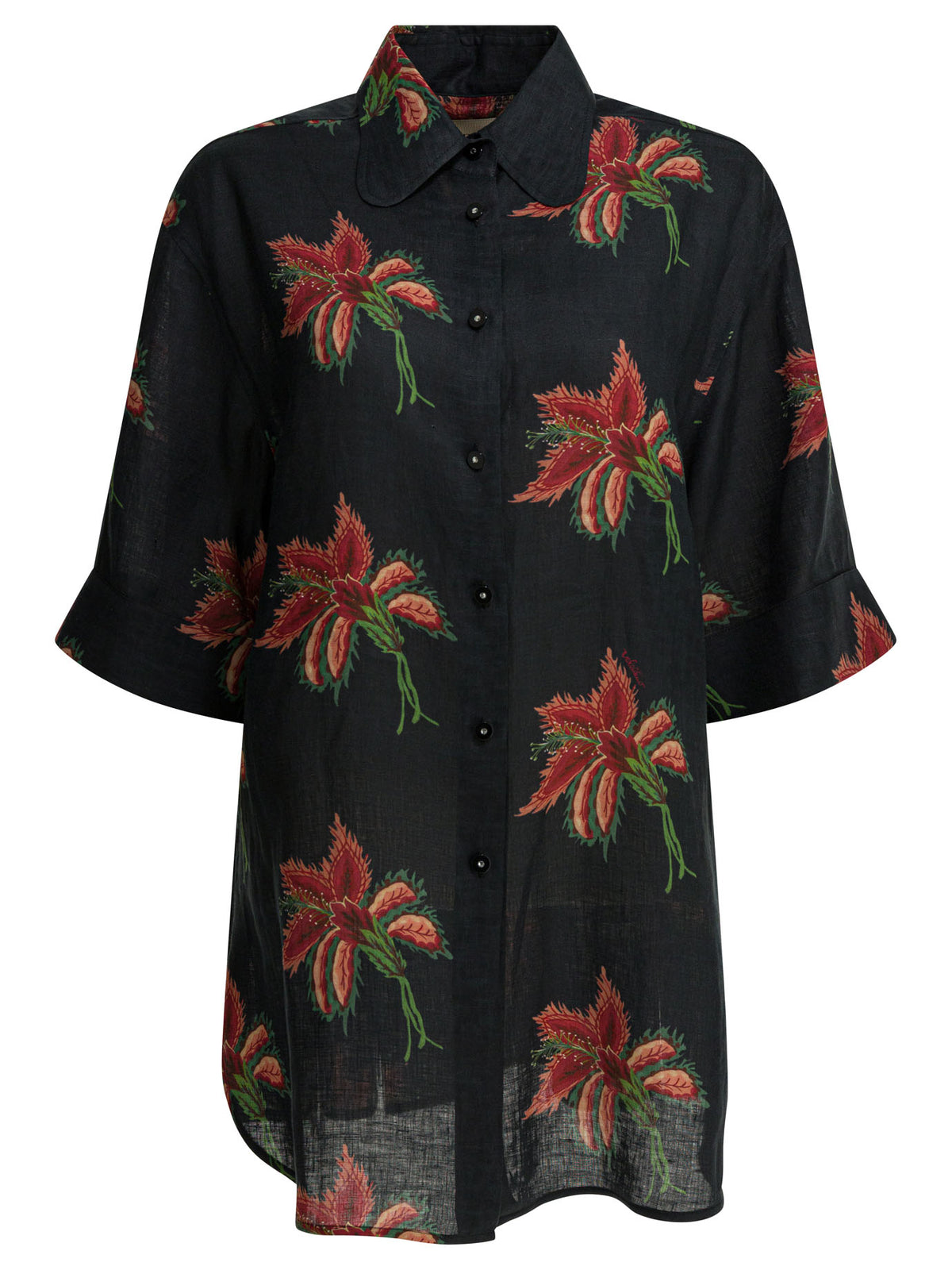 Valentino Linen floral shirt - Black