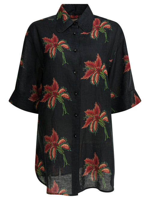 Valentino Linen floral shirt - Black