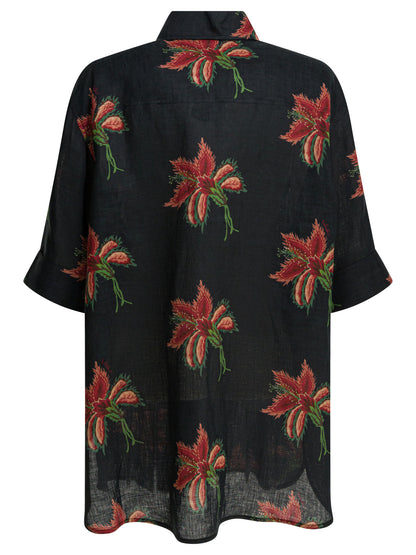 Valentino Linen floral shirt - Black