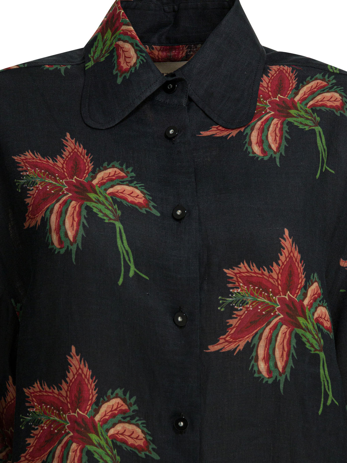 Valentino Linen floral shirt - Black