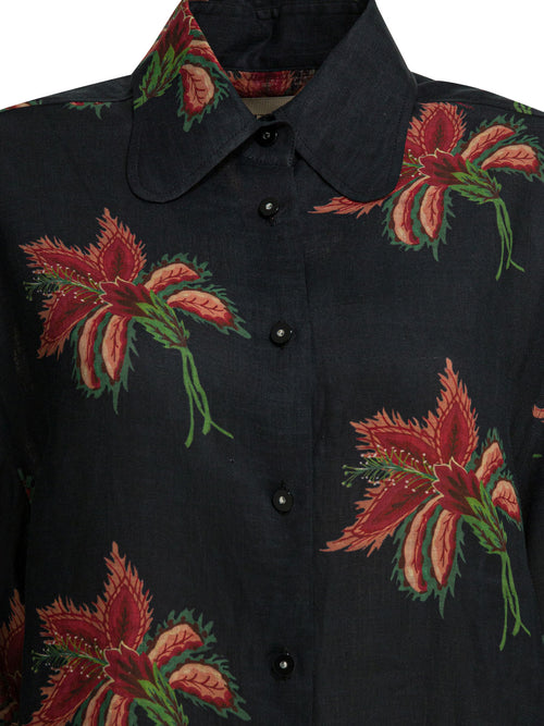 Valentino Linen floral shirt - Black