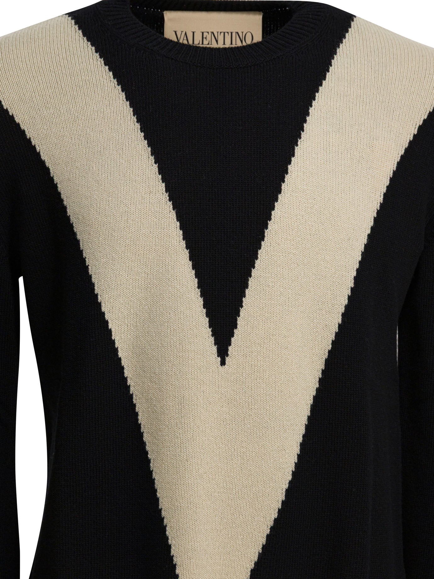 Valentino Wool sweater with inlaid V - Black