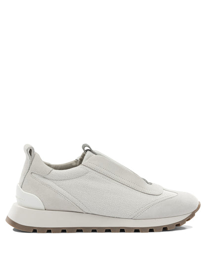 Brunello Cucinelli "Precious Detail" Low-Top Sneakers - Grey