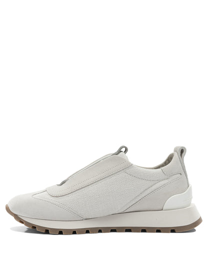 Brunello Cucinelli "Precious Detail" Low-Top Sneakers - Grey