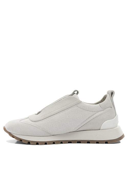 Brunello Cucinelli "Precious Detail" Low-Top Sneakers - Grey