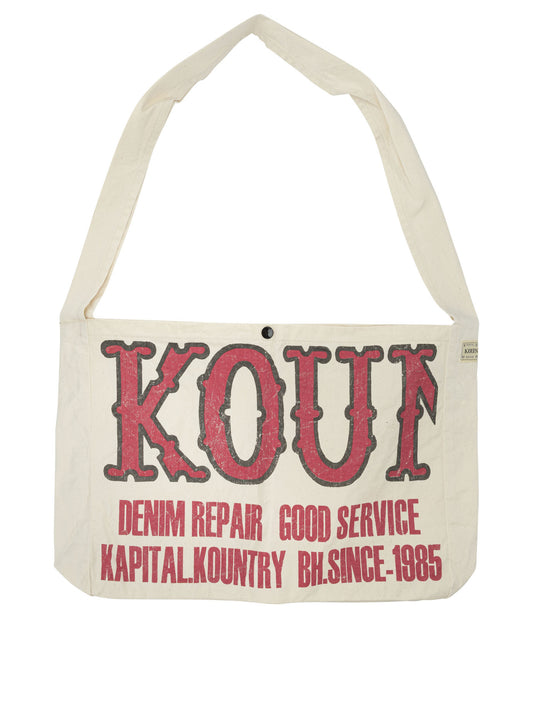 Kapital "Kountry Factory Book Bag" Medium Shoulder Bag - Beige