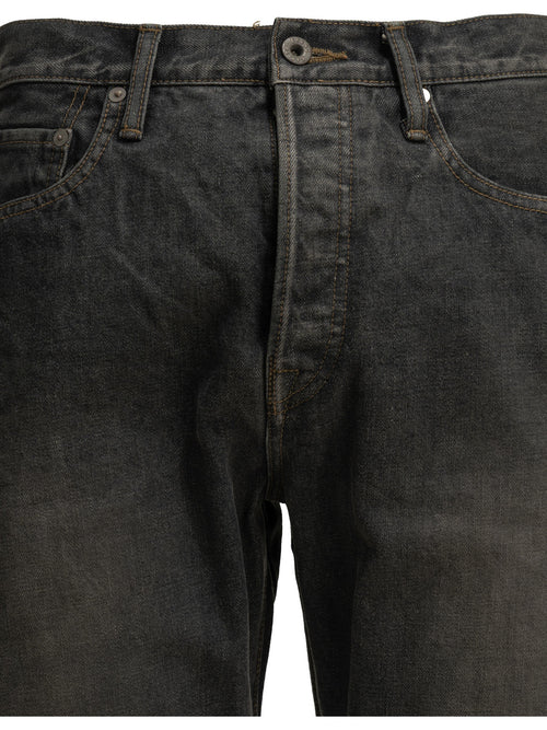 Kapital "5P Monkey Cisco Studs" Straight-Leg Jeans - Black