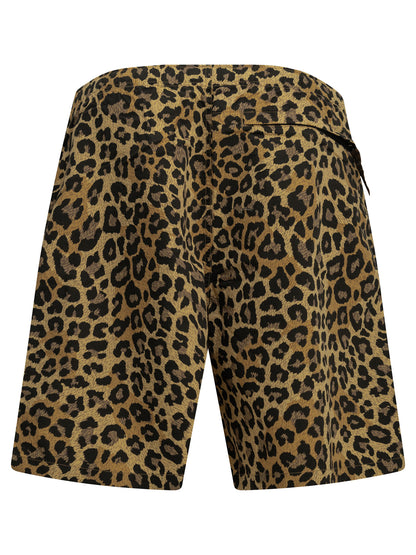 Kapital "Burberry Leopard" Shorts with Laces - Beige