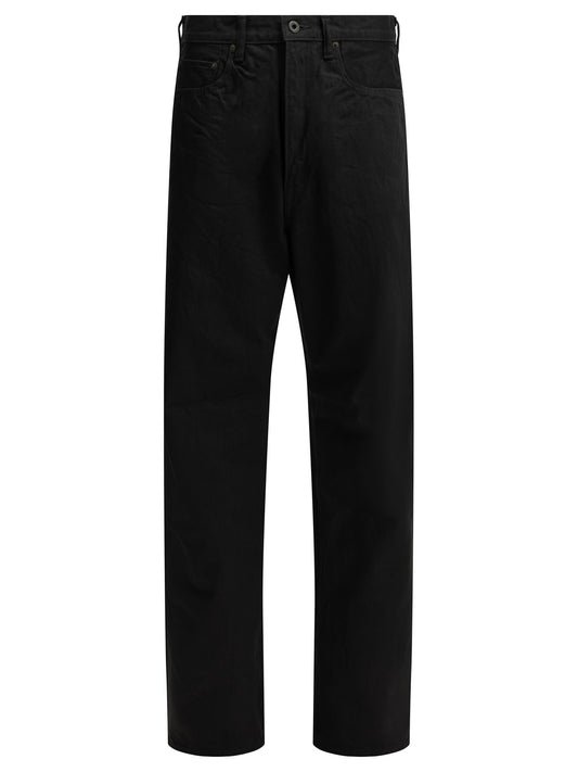 Kapital "BLKxBLK Denim 5P MONKEY TH" Wide-Leg Jeans - Black