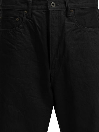 Kapital "BLKxBLK Denim 5P MONKEY TH" Wide-Leg Jeans - Black