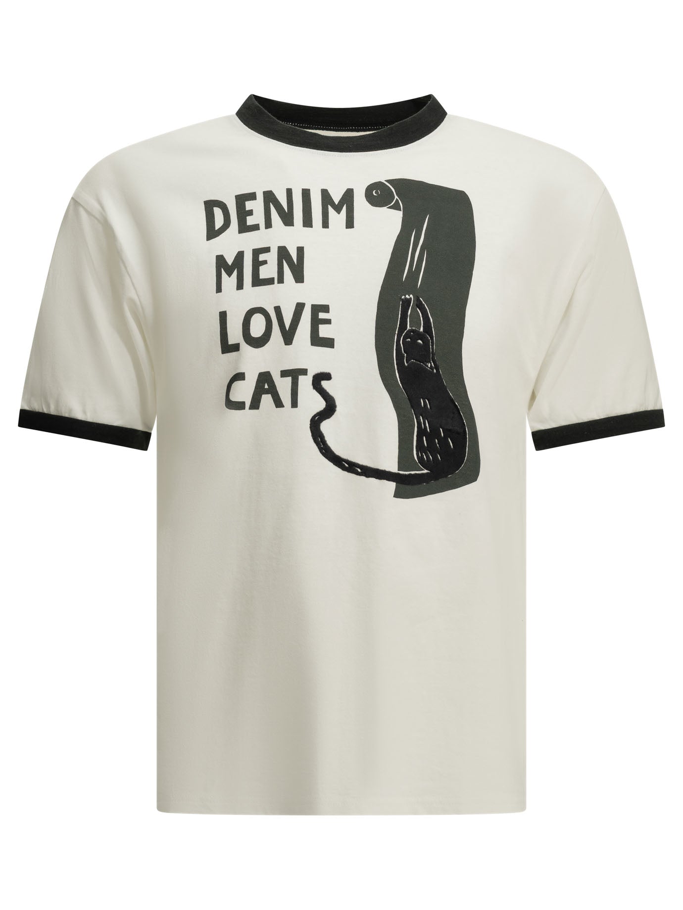Kapital "Ring (Denim Men Love Cats)" Crew-Neck T-Shirt - White