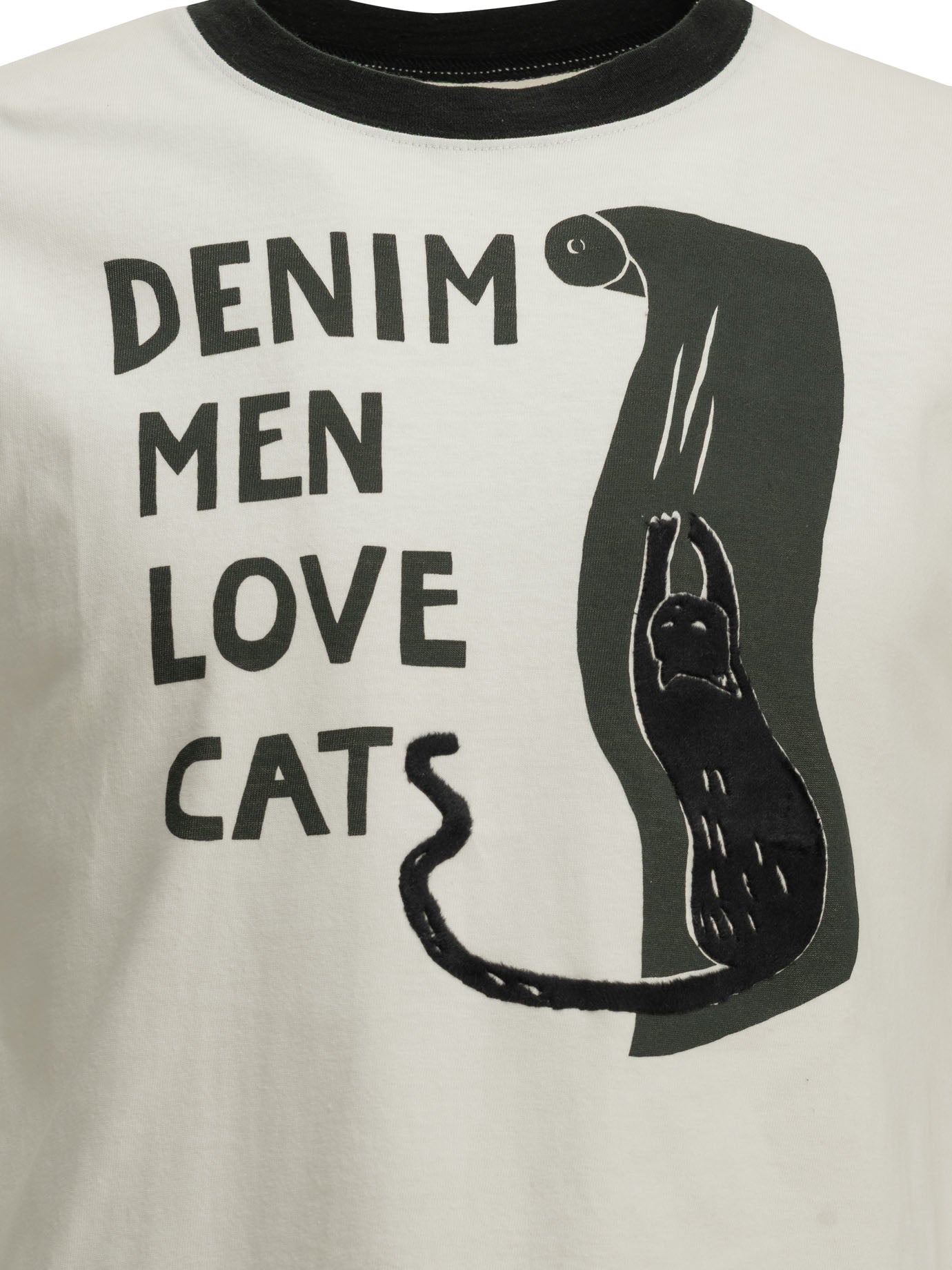 Kapital "Ring (Denim Men Love Cats)" Crew-Neck T-Shirt - White