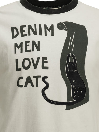Kapital "Ring (Denim Men Love Cats)" Crew-Neck T-Shirt - White